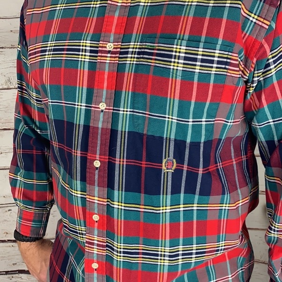 VINTAGE Tommy Hilfiger Plaid Button Up M - Picture 5 of 11